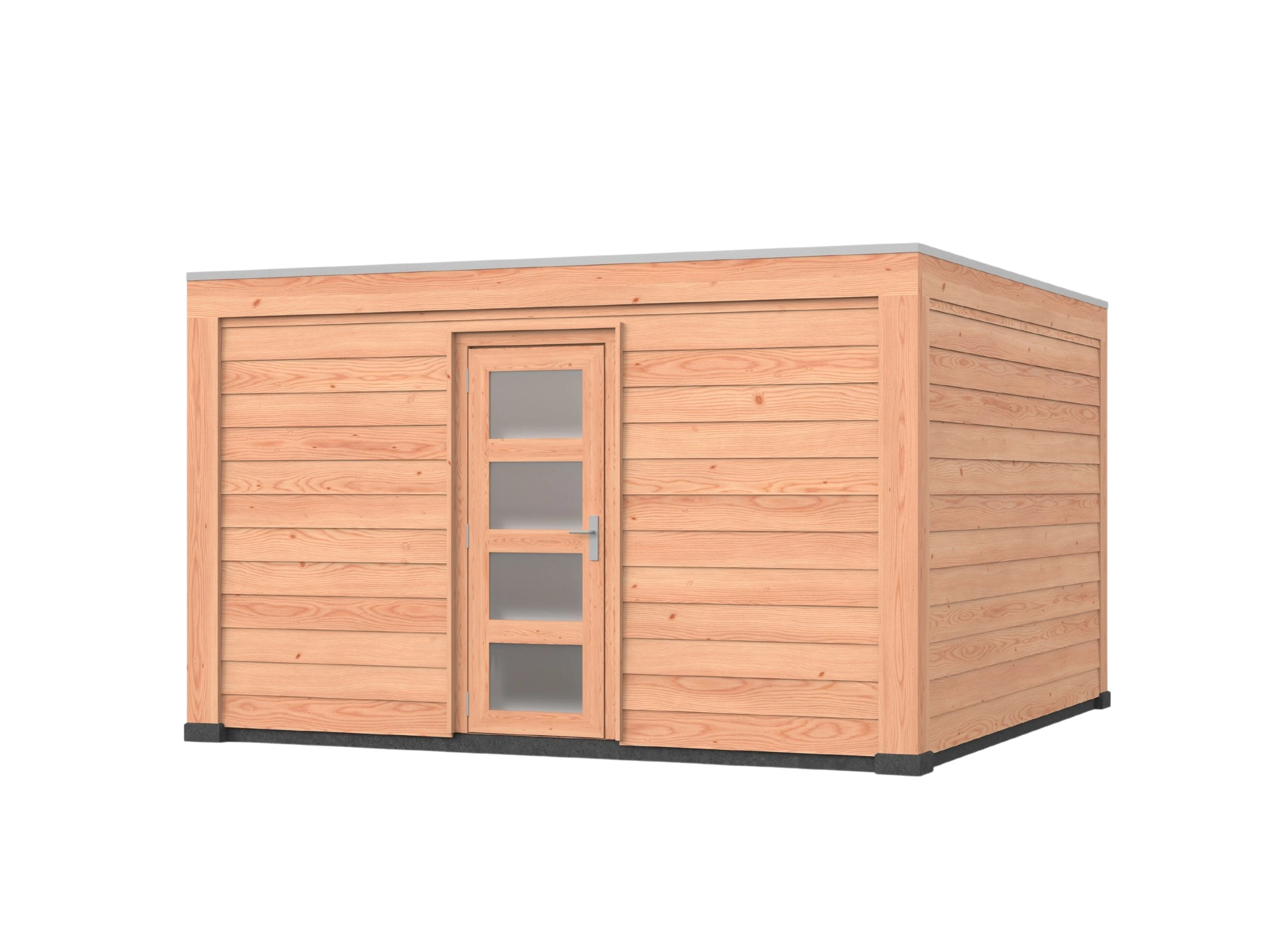 Douglas overkapping, 400 x 400, met schuur en achterwand, Westwood Modern - Afbeelding 1